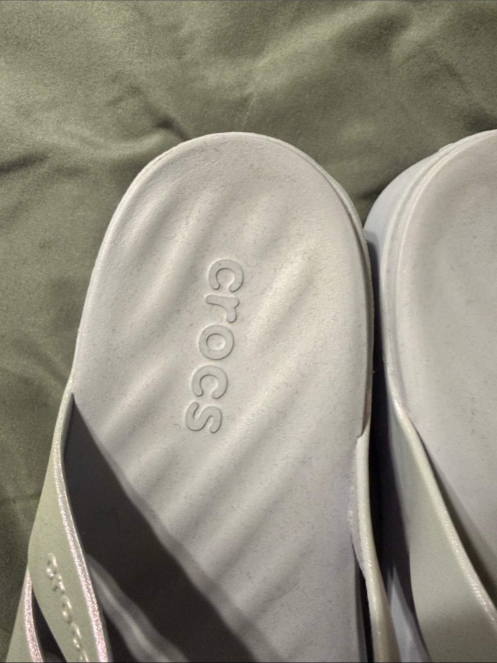 CROCS Women's Triple-Strap Slide Sandals in metallic light purple/violet - Picture 2 of 5
